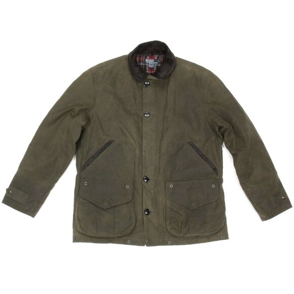VTG Polo Ralph Lauren Waxed Hunting Jacket Olive sz L like Drake's Coverall /422